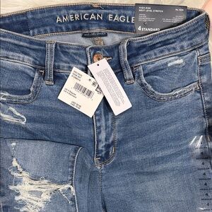 American Eagle Outfitters High Rise Distressed Blue Jeans